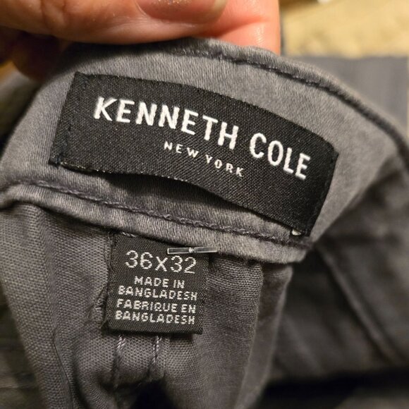 Kenneth Cole New York Mens Gray Stretch Cotton Blend Straight-Leg Pants Sz 36/32 - Picture 7 of 9